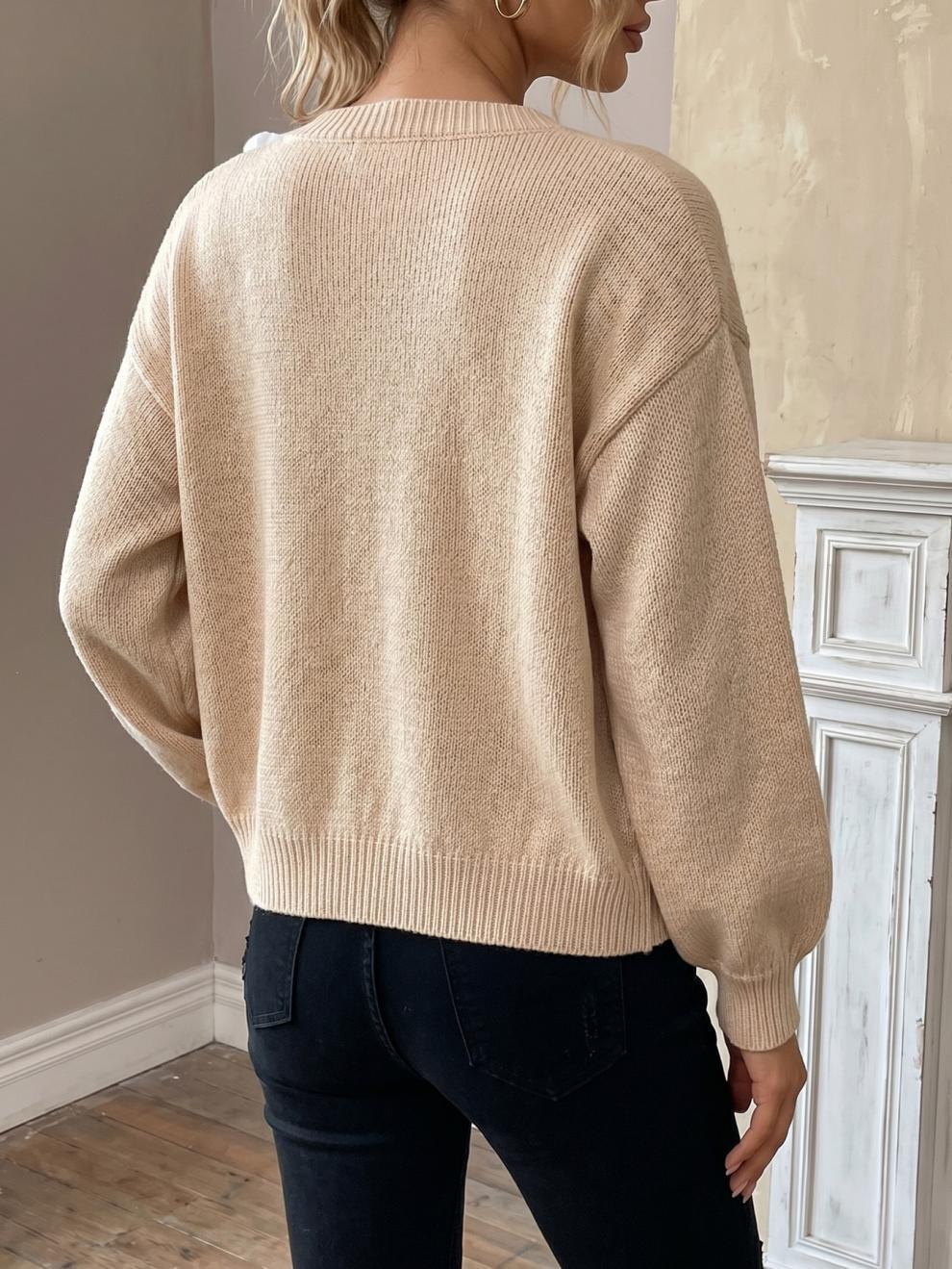 Women's Flower Cardigan in Beige, view 3