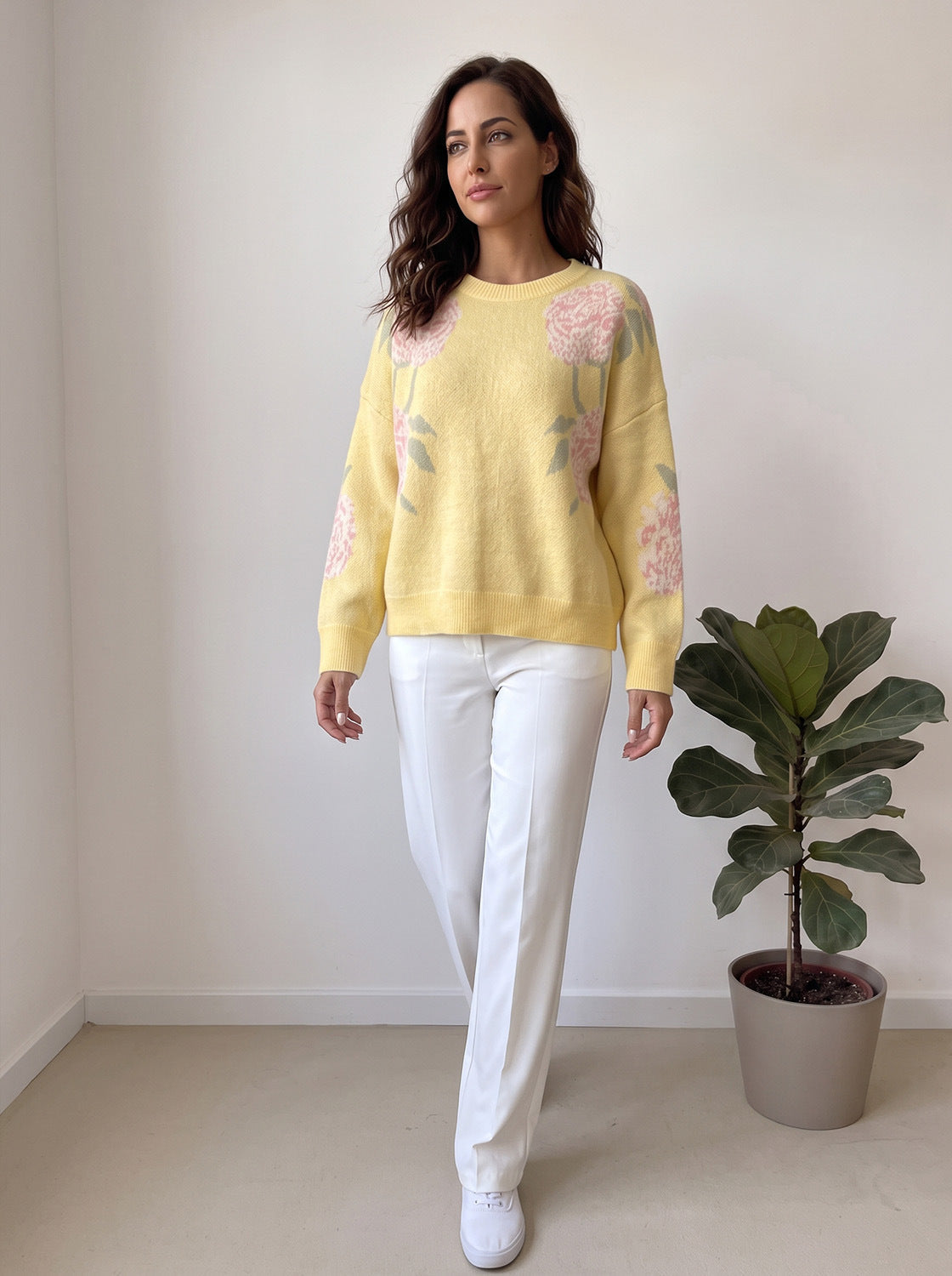 Women's Floral Jumper in Yellow, view 6