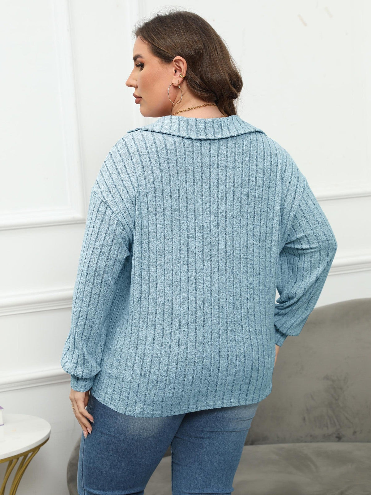 Women's Collared Jumper in Blue, view 4