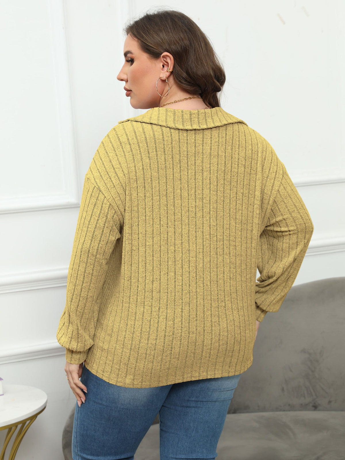 Women's Collared Jumper in Yellow, view 4