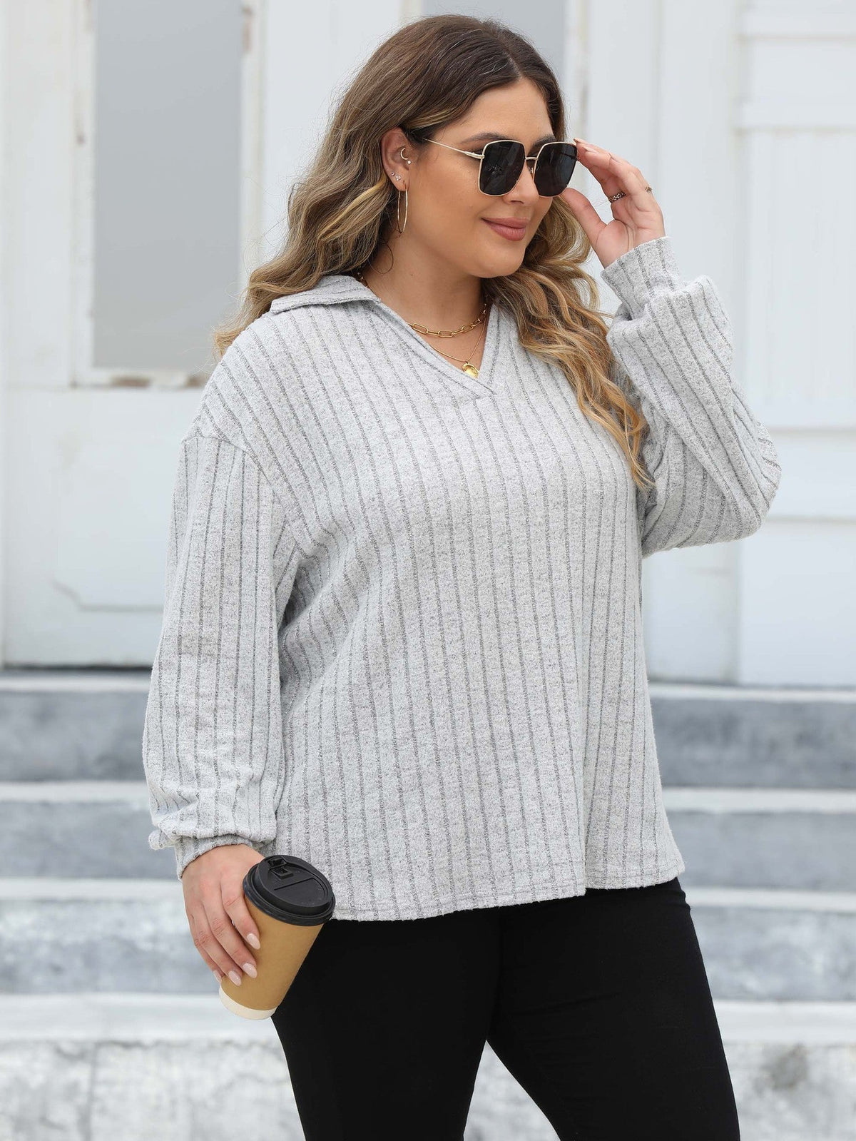 Women's Collared Jumper in Grey, view 6