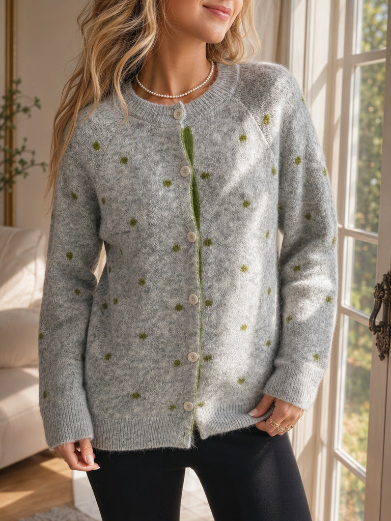Women's Polka Dot Cardigan in Grey