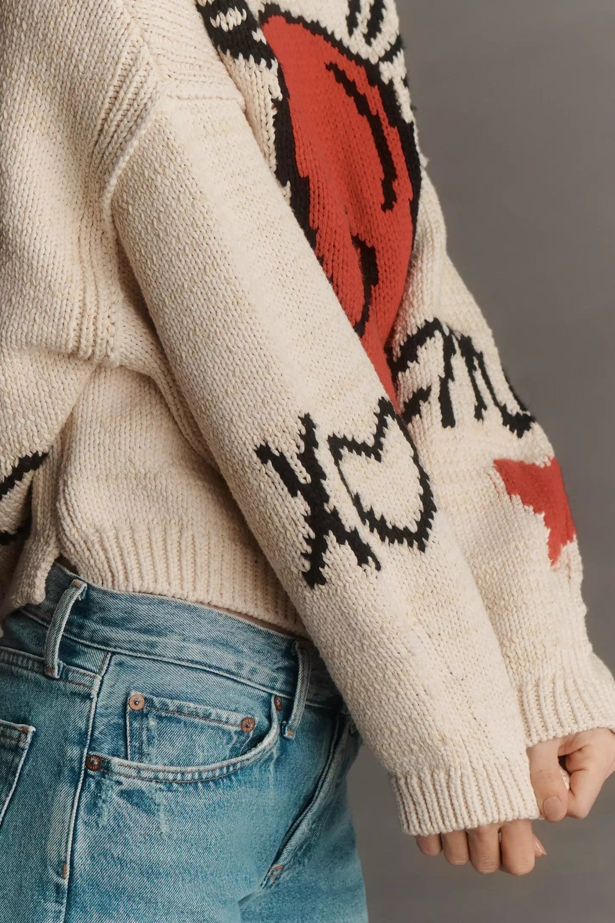 Women's Love Heart Jumper in Cream, view 3