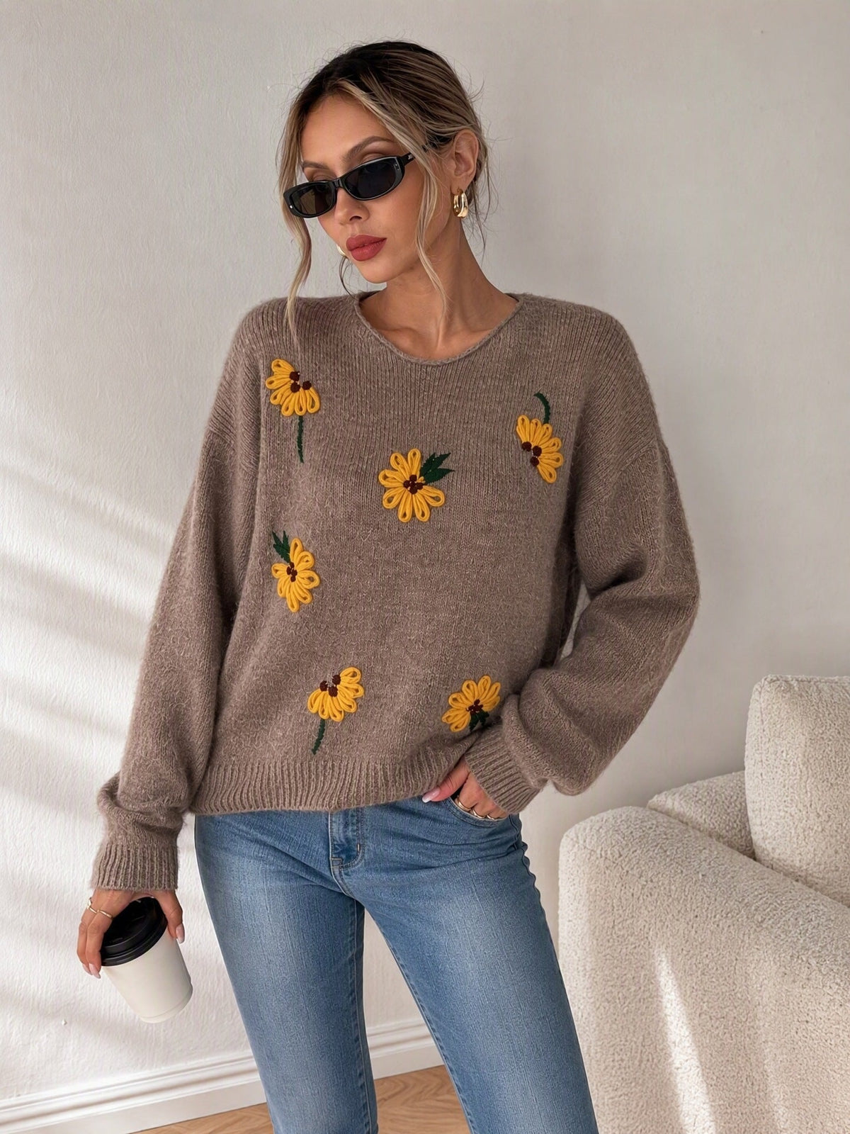 Women's Sunflower Jumper in Camel, view 2
