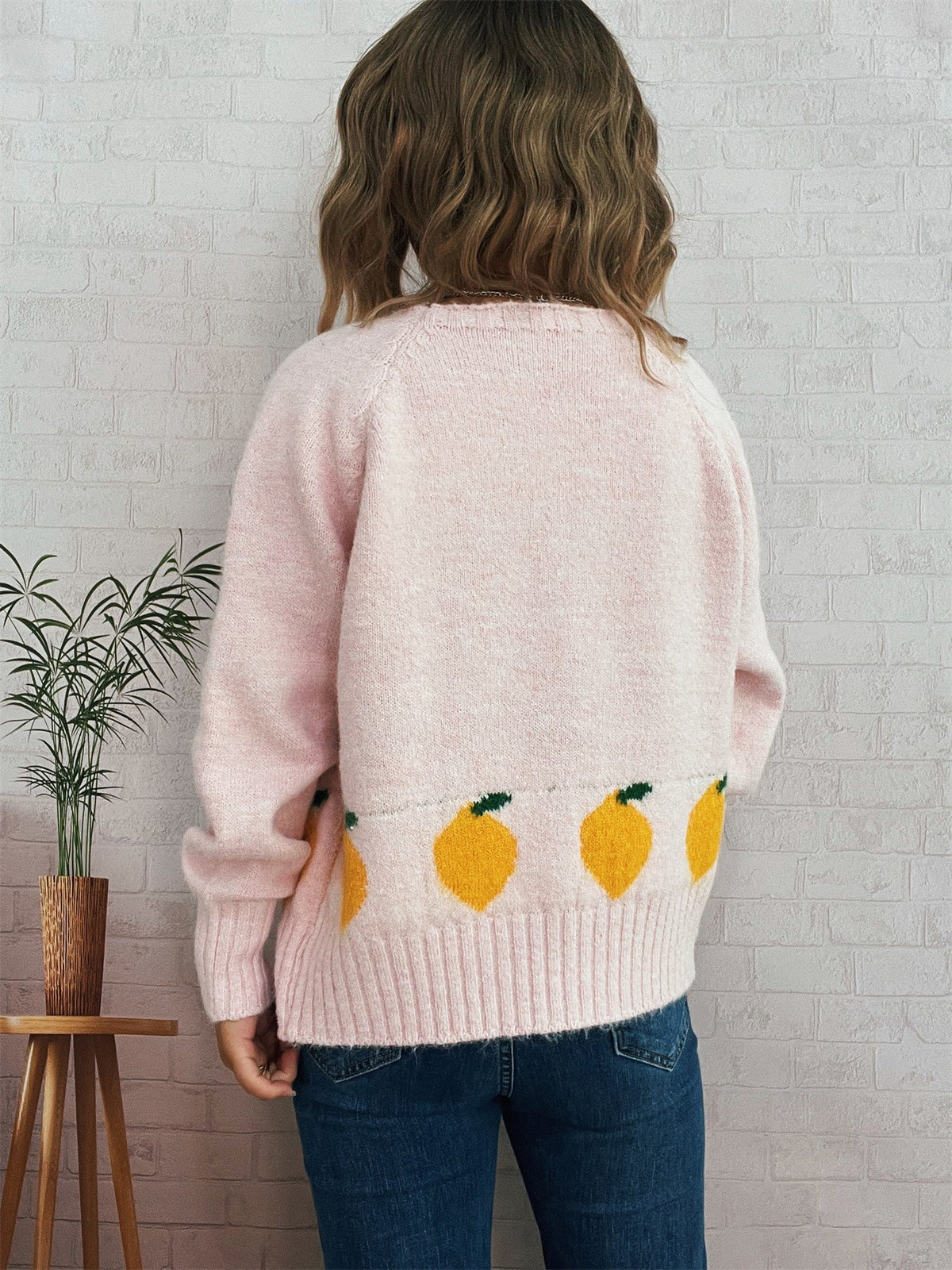 Women's Lemon Button Cardigan in Pink, view 4