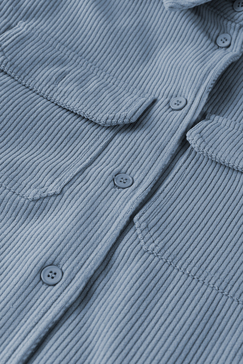 Women's Corduroy Shirt Jacket in Blue, view 7