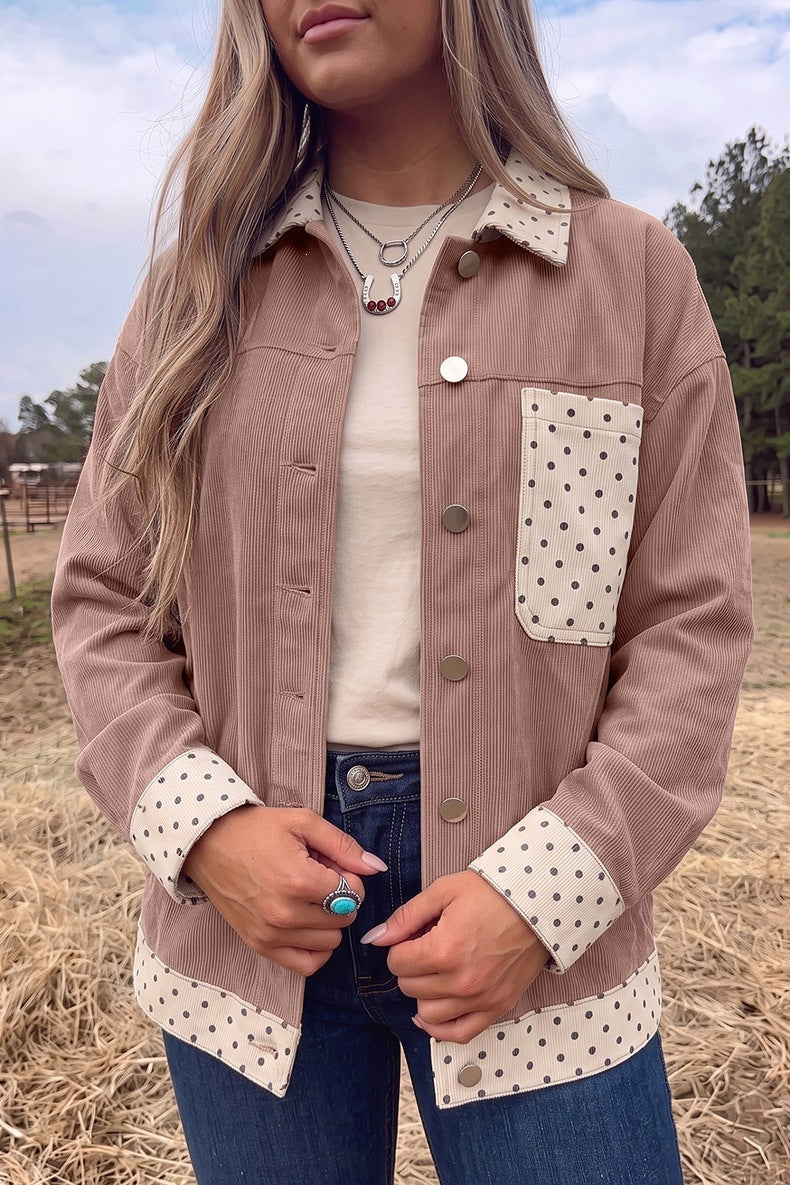 Women's Polka Dot Shirt Jacket in Pink, view 2