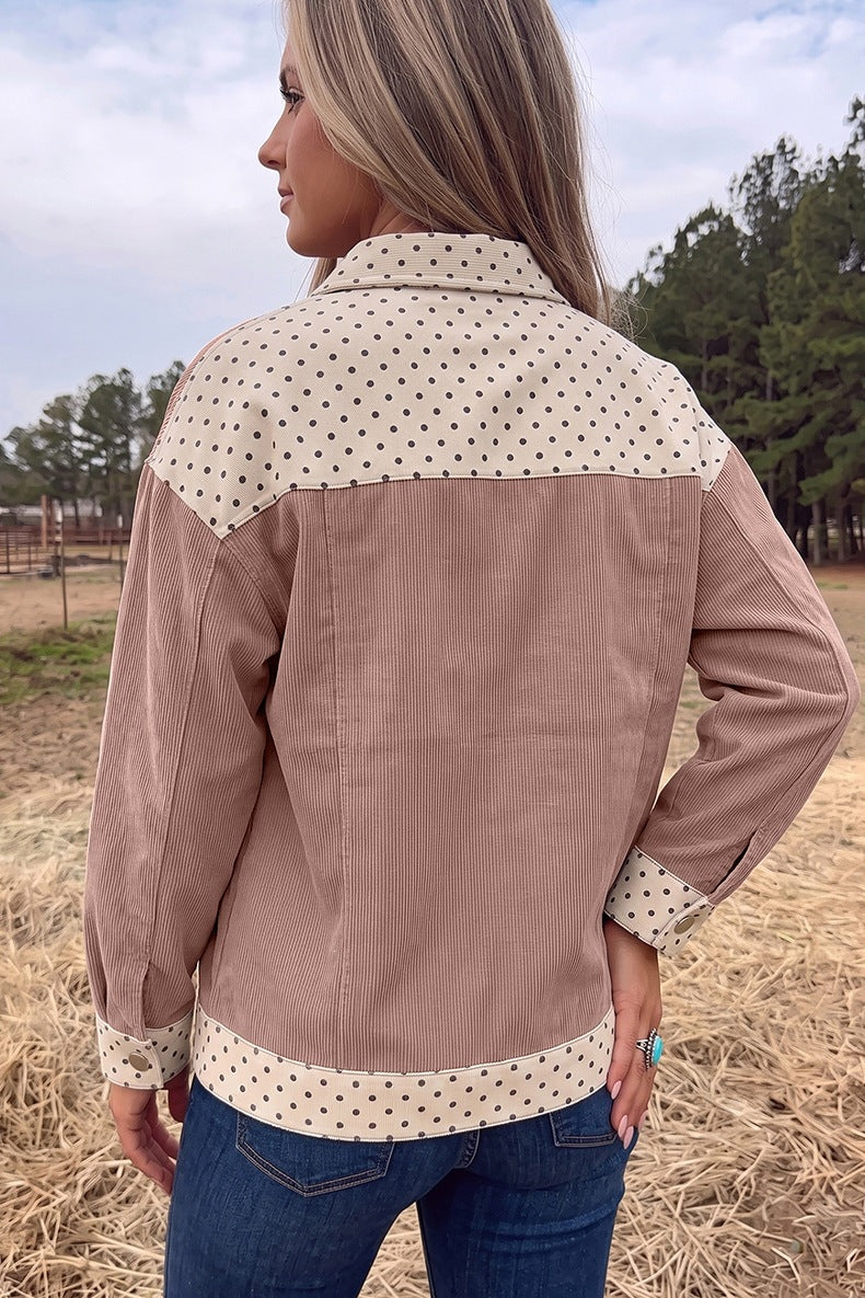 Women's Polka Dot Shirt Jacket in Pink, view 3