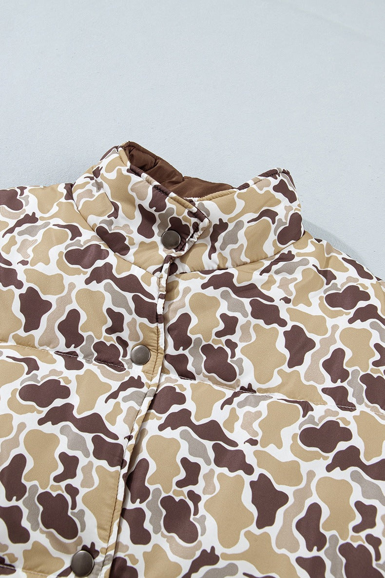 Women's Camo Padded Jacket in Beige, view 7