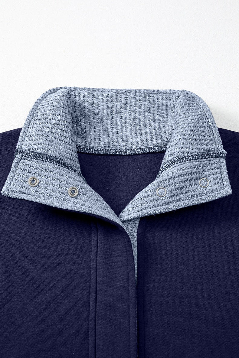 Women's Denim Collar Sweatshirt in Navy, view 5