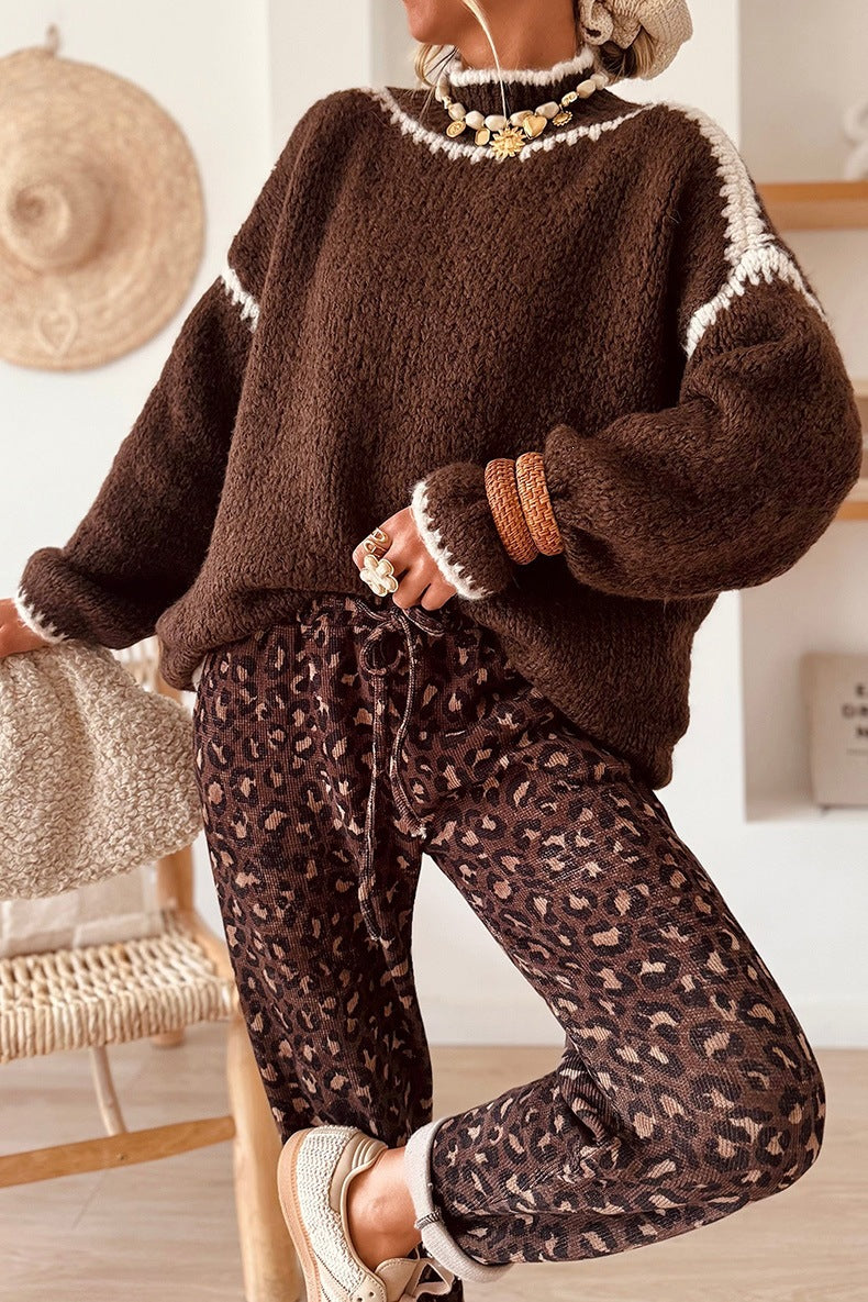 Women's Mock Neck Jumper in Brown
