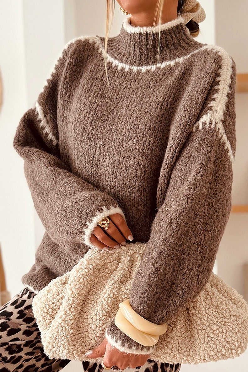 Women's Mock Neck Jumper in Brown, view 3