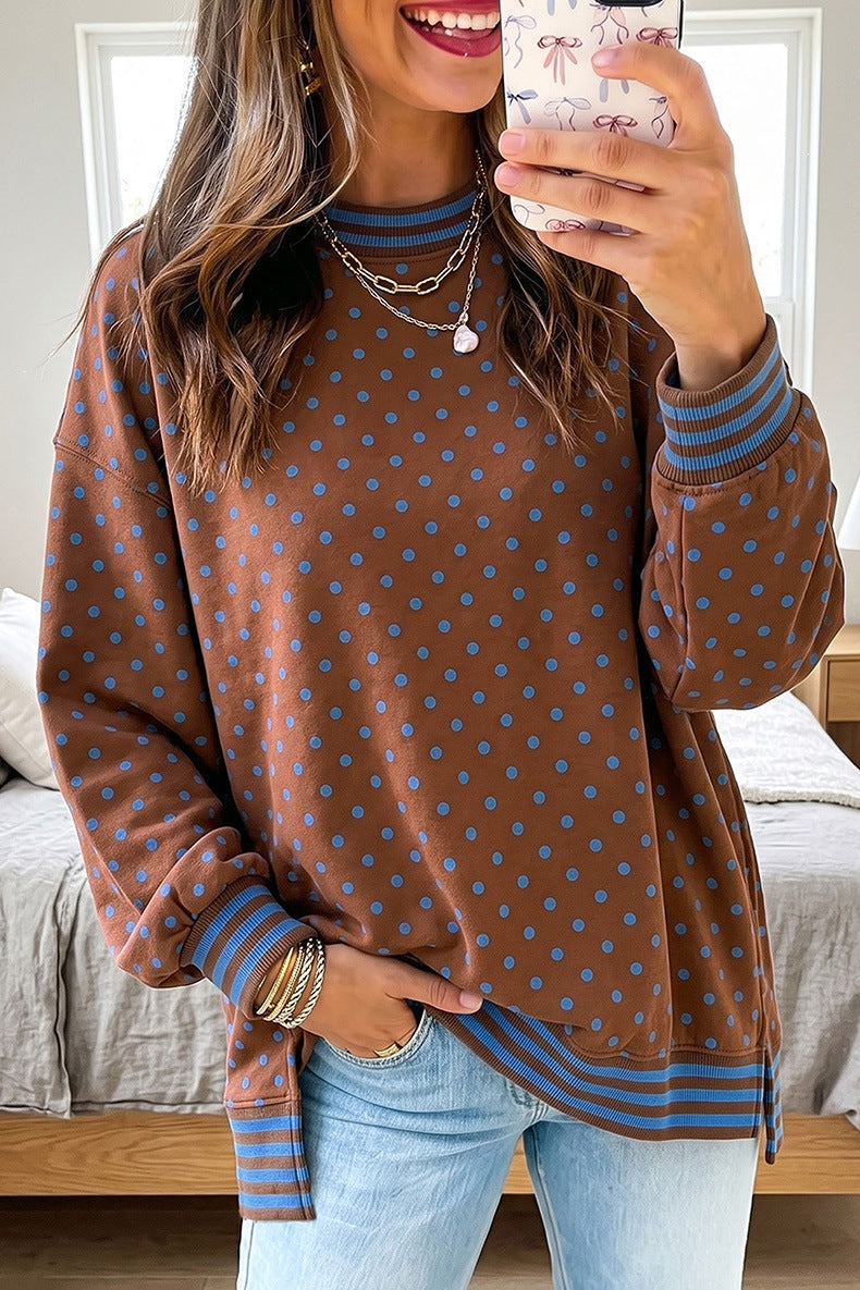Women's Polka Dot Sweatshirt in Brown