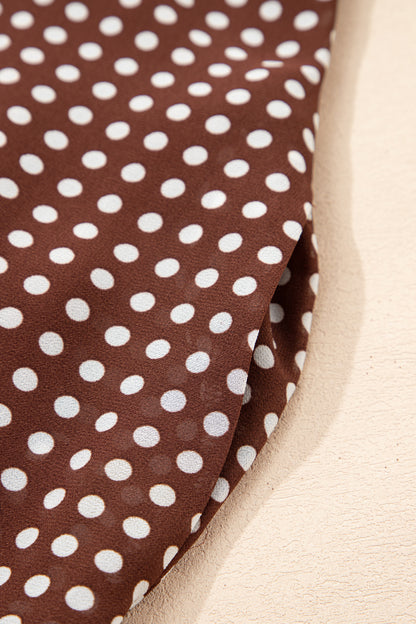 Women's Brown Polka Dot Backless Summer Maxi Dress