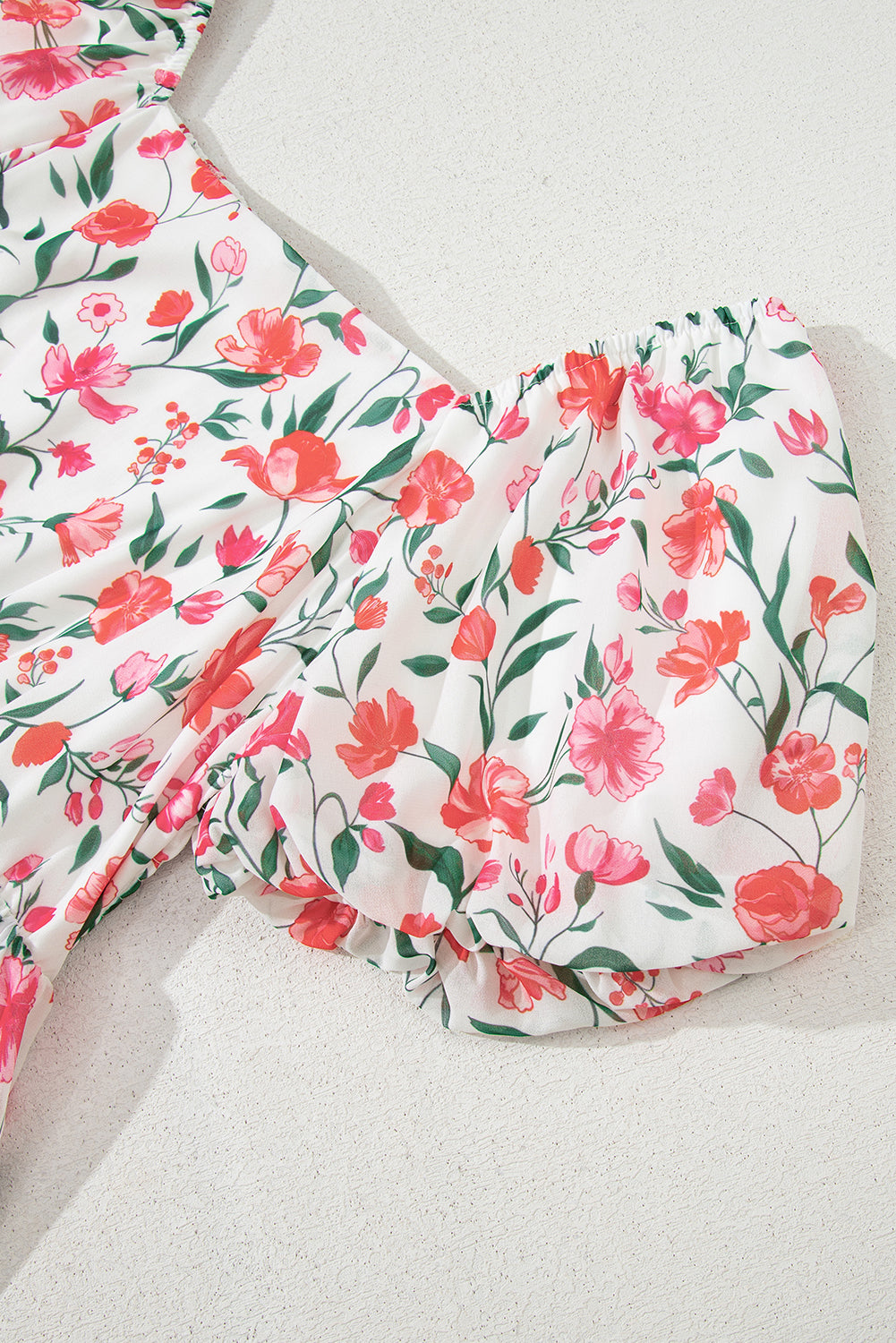 Women's Pink Floral Puff Sleeve Summer Maxi Dress