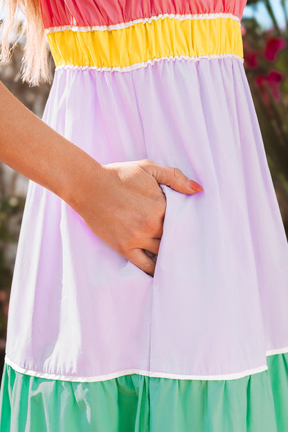 Women's Multicolour Self-tie Straps Summer Maxi Dress