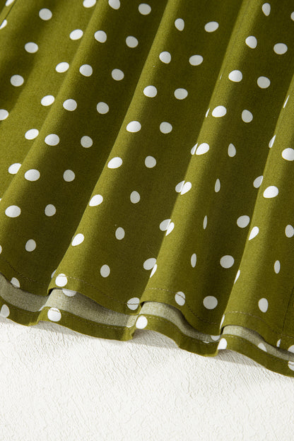 Women's Green Polka Dot High Waist Summer Maxi Dress