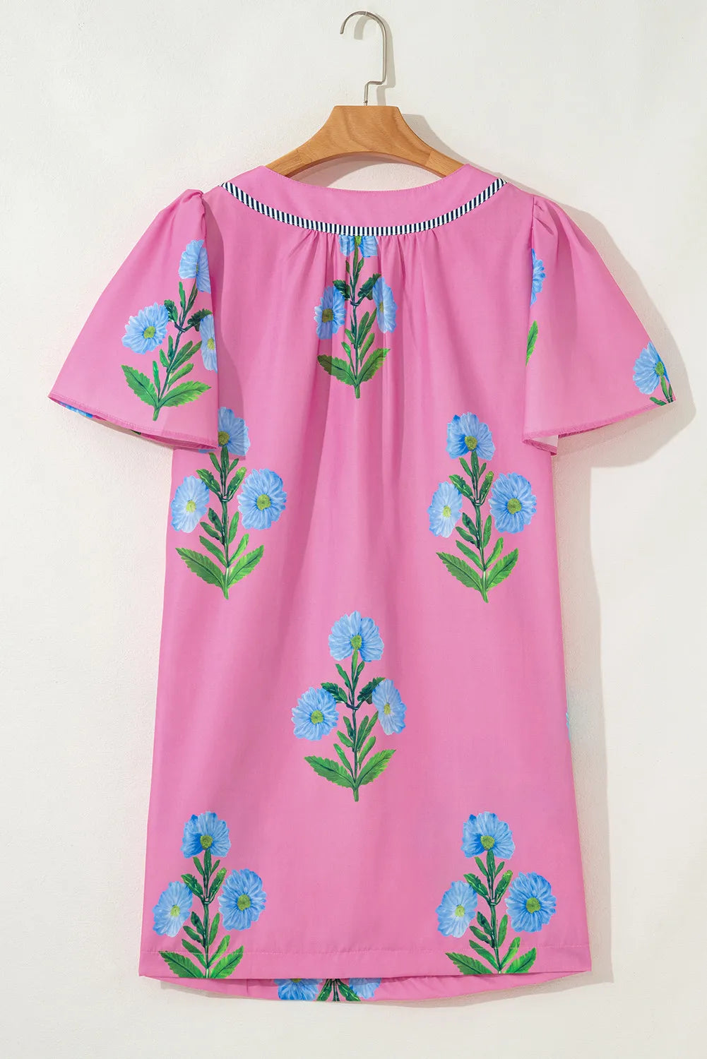 Bloom Pop Split-Neck Mini Dress