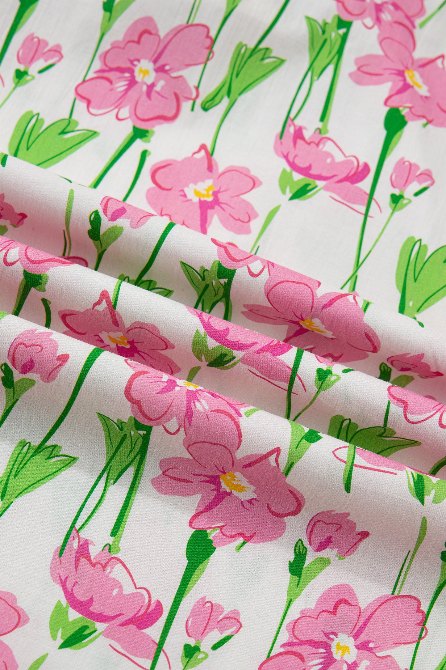 Women's Pink Floral V Neck Short Sleeve Summer Midi Dress