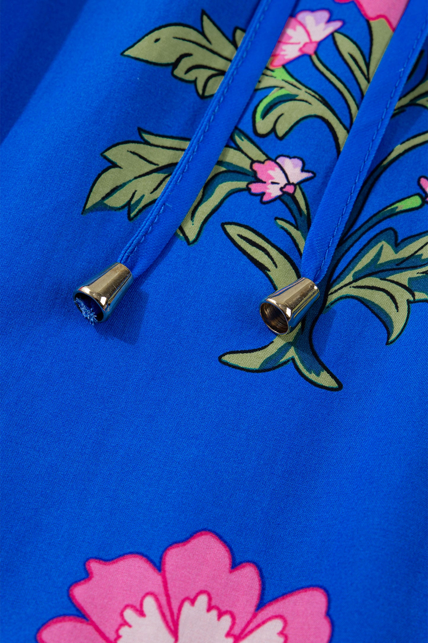 Women's Blue Floral V-Neck Summer Mini Dress