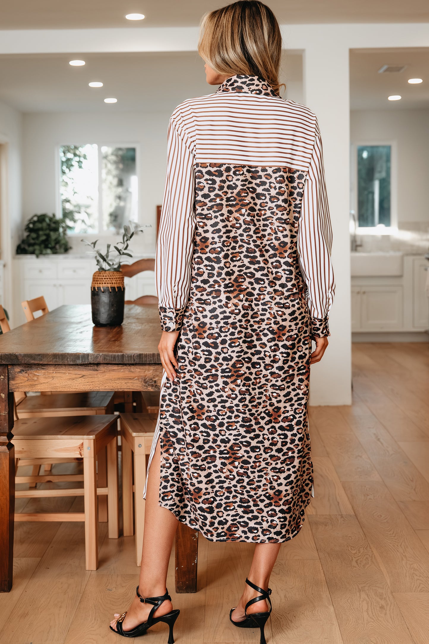 Women's Brown Stripe Summer Maxi Dress