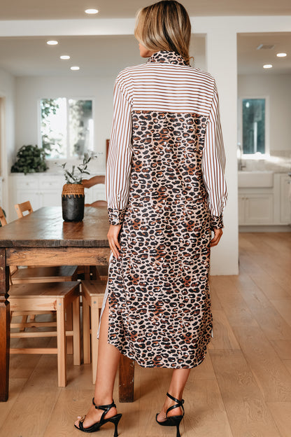 Women's Brown Stripe Summer Maxi Dress