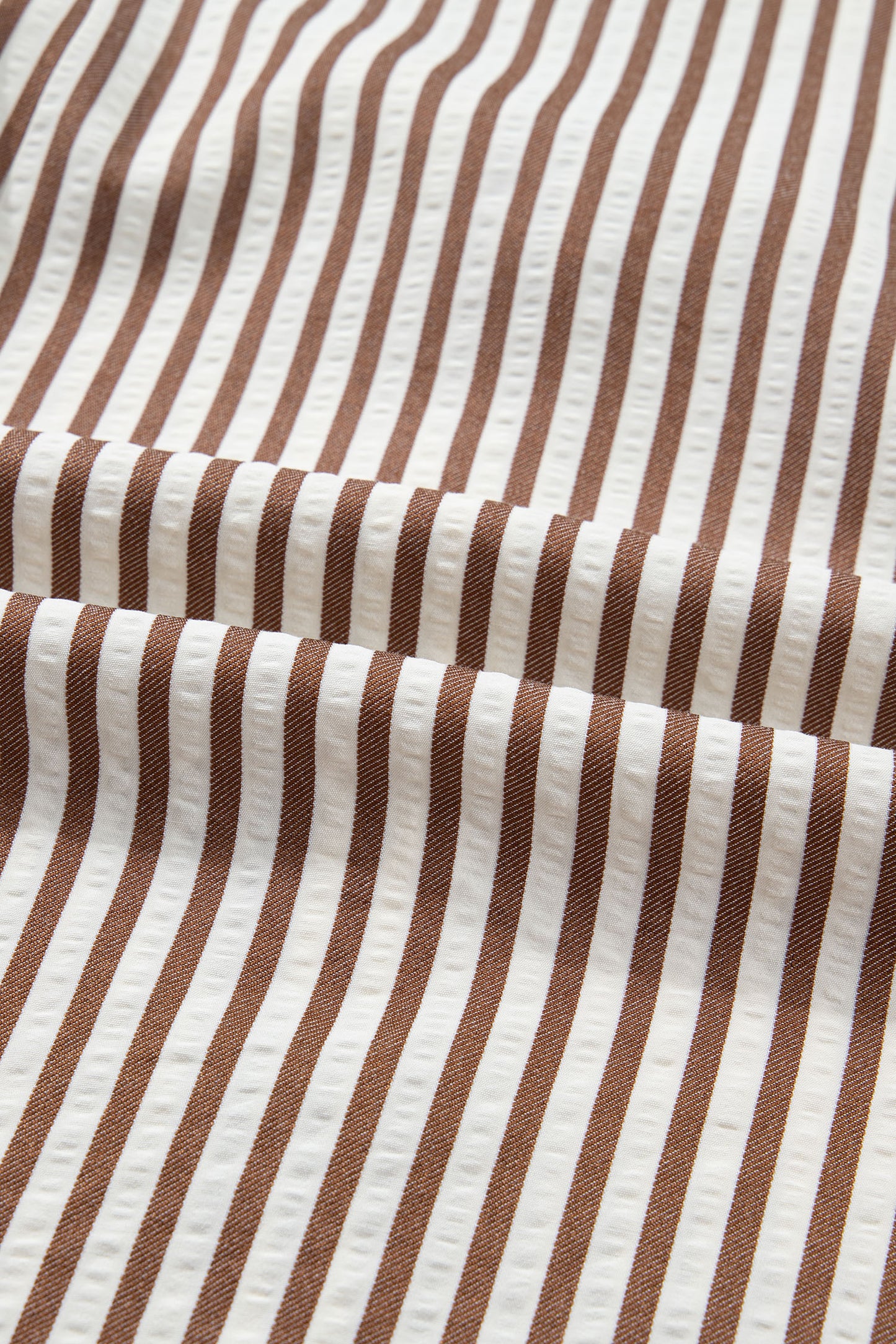Women's Brown Stripe Puff Sleeve Summer Mini Dress