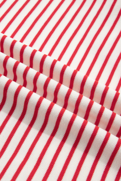 Women's Red Stripe Summer Mini Dress with Pockets