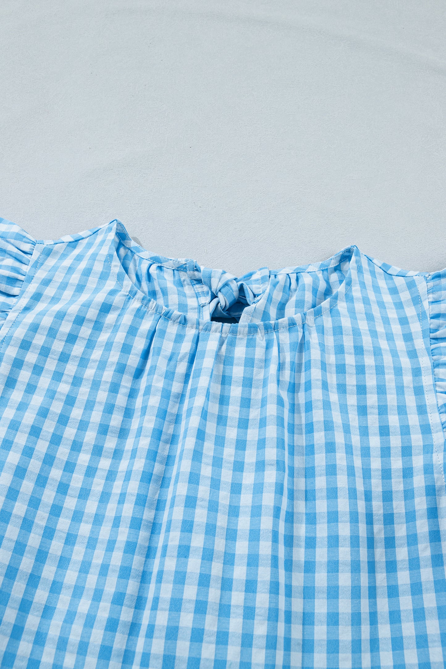 Women's Blue Knot Back Ruffled Short Sleeve Summer Maxi Dress