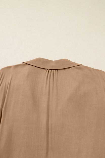 Women's Brown V Neckline Plus Size Summer Maxi Dress