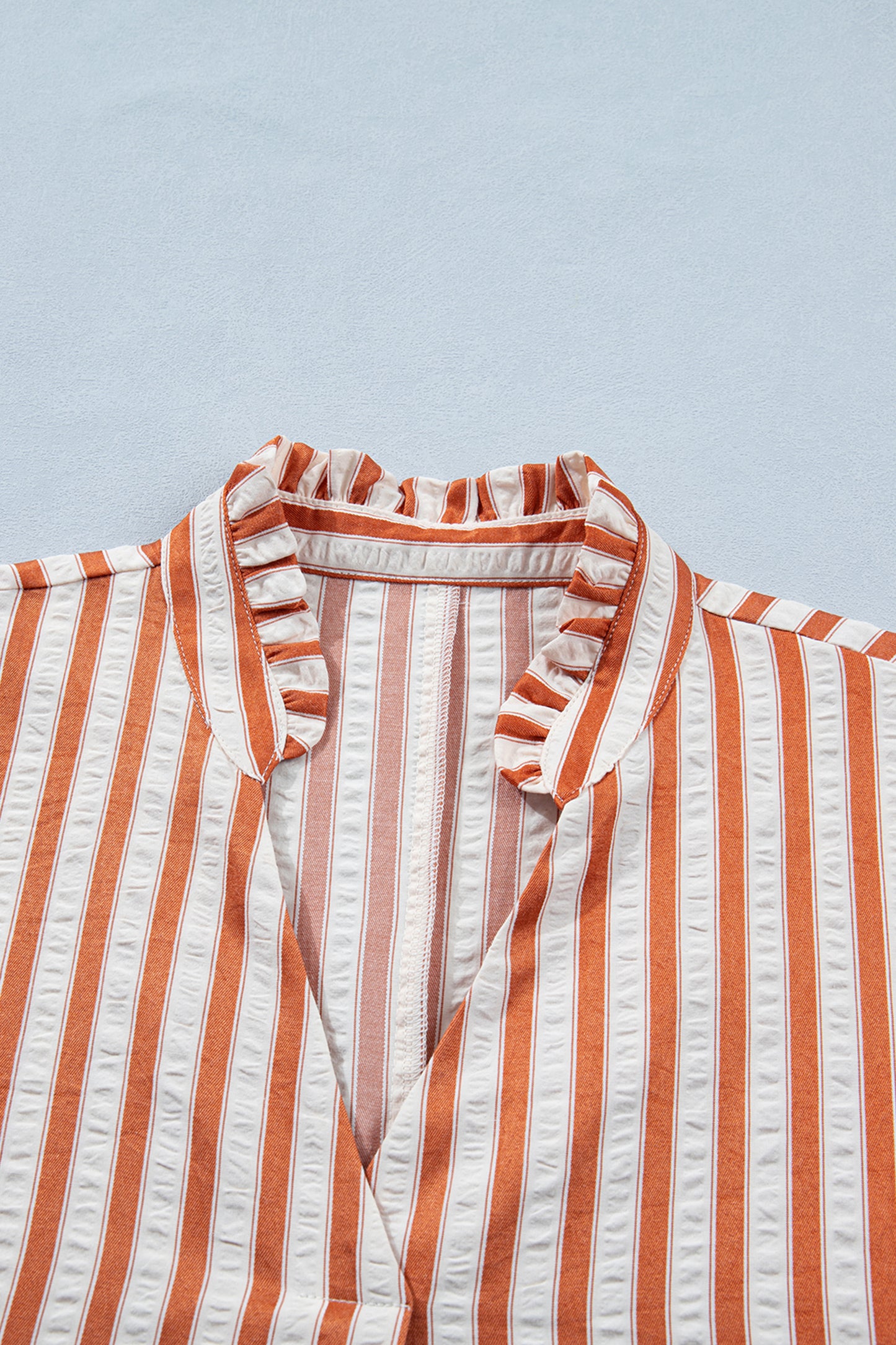Women's Brown Stripe Pinched V Neck Summer Mini Dress