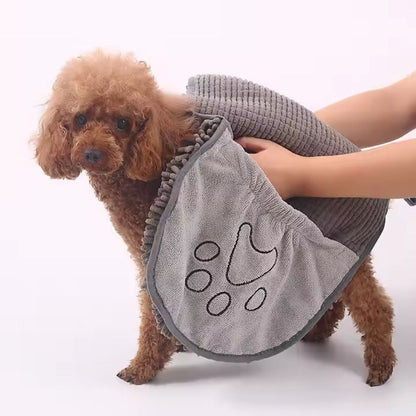 Microfibre Dog Towel – Super Absorbent & Quick-Dry, Double Pockets