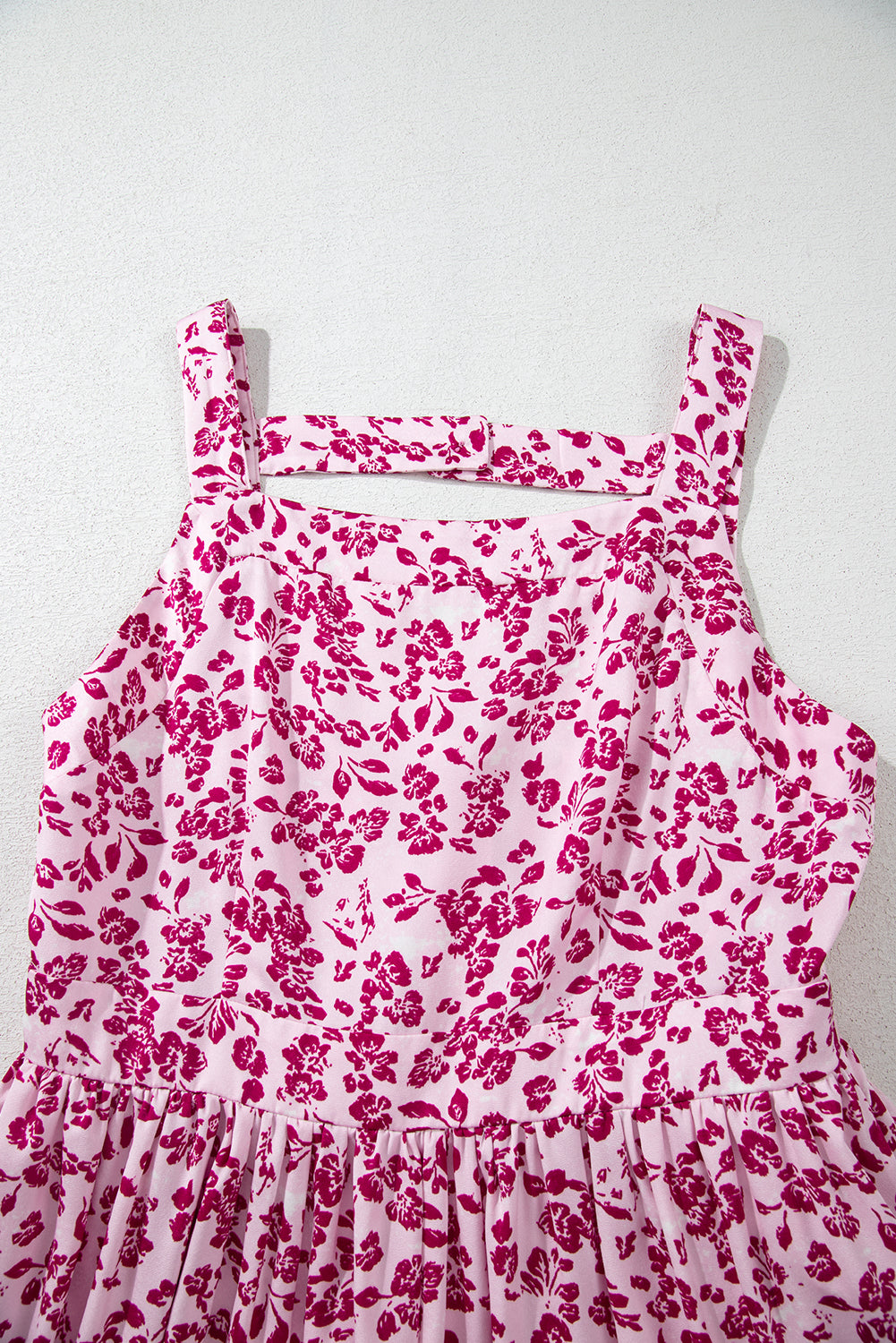 Women's Pink Floral Cutout Back Sleeveless Summer Maxi Dress
