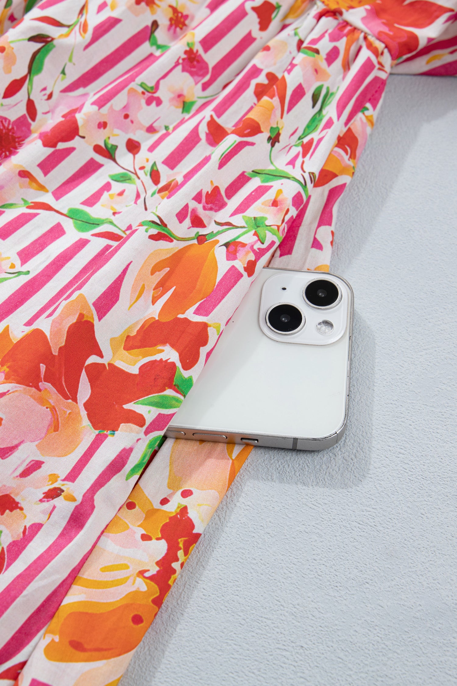 Pink Floral Puff Sleeve Babydoll Mini Dress for Women