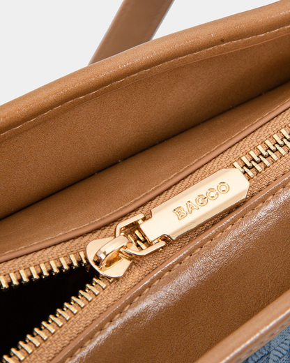 The Bagco - Woven Tote Bag with Leather Trim