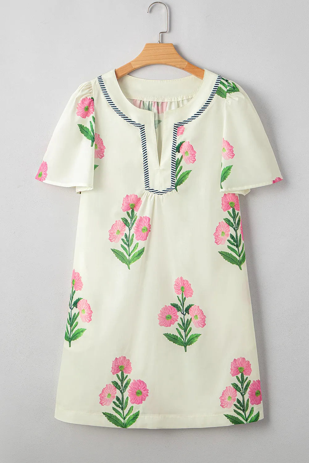 Bloom Pop Split-Neck Mini Dress
