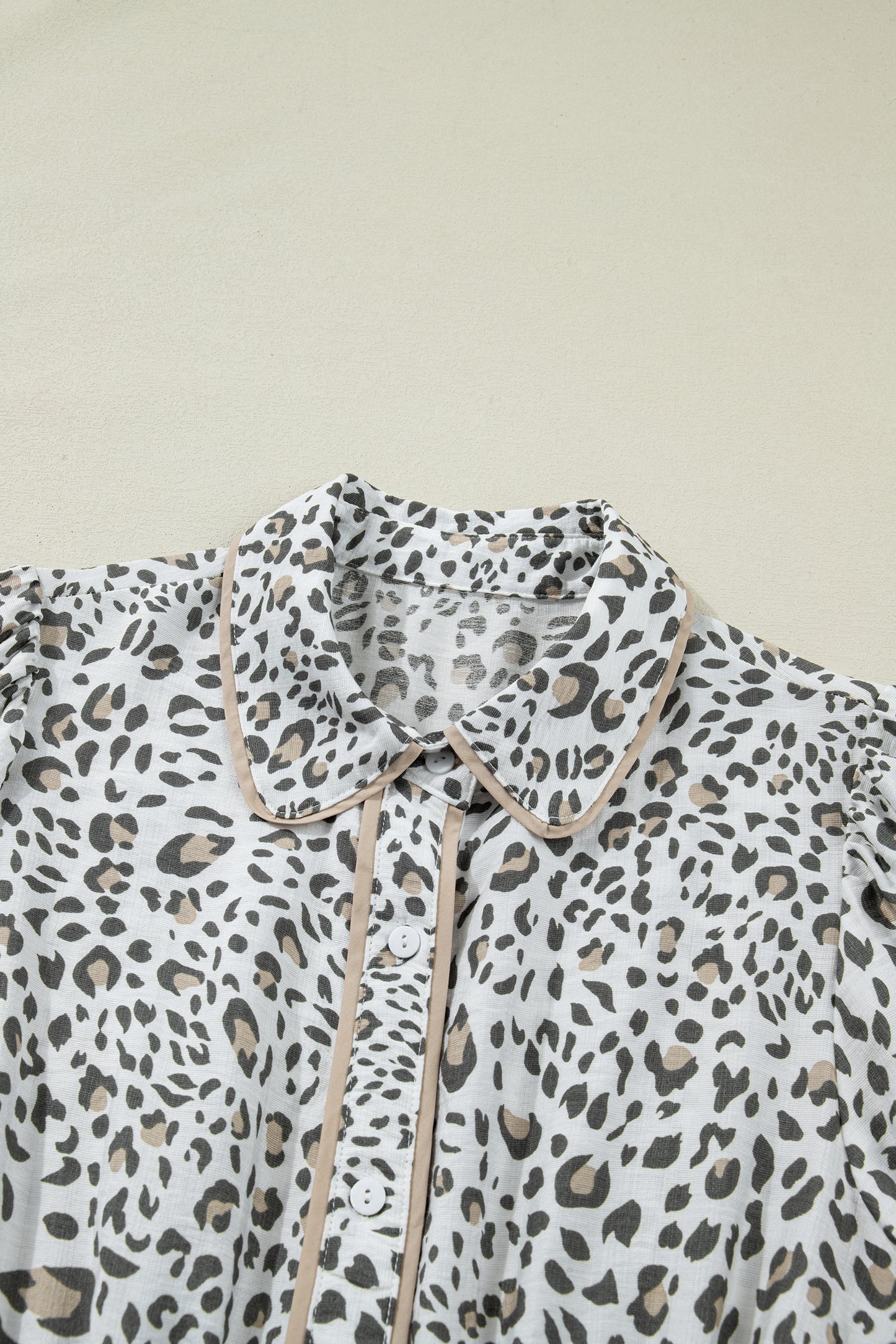 Women's Leopard Button Front Short Sleeve Summer Midi Dress