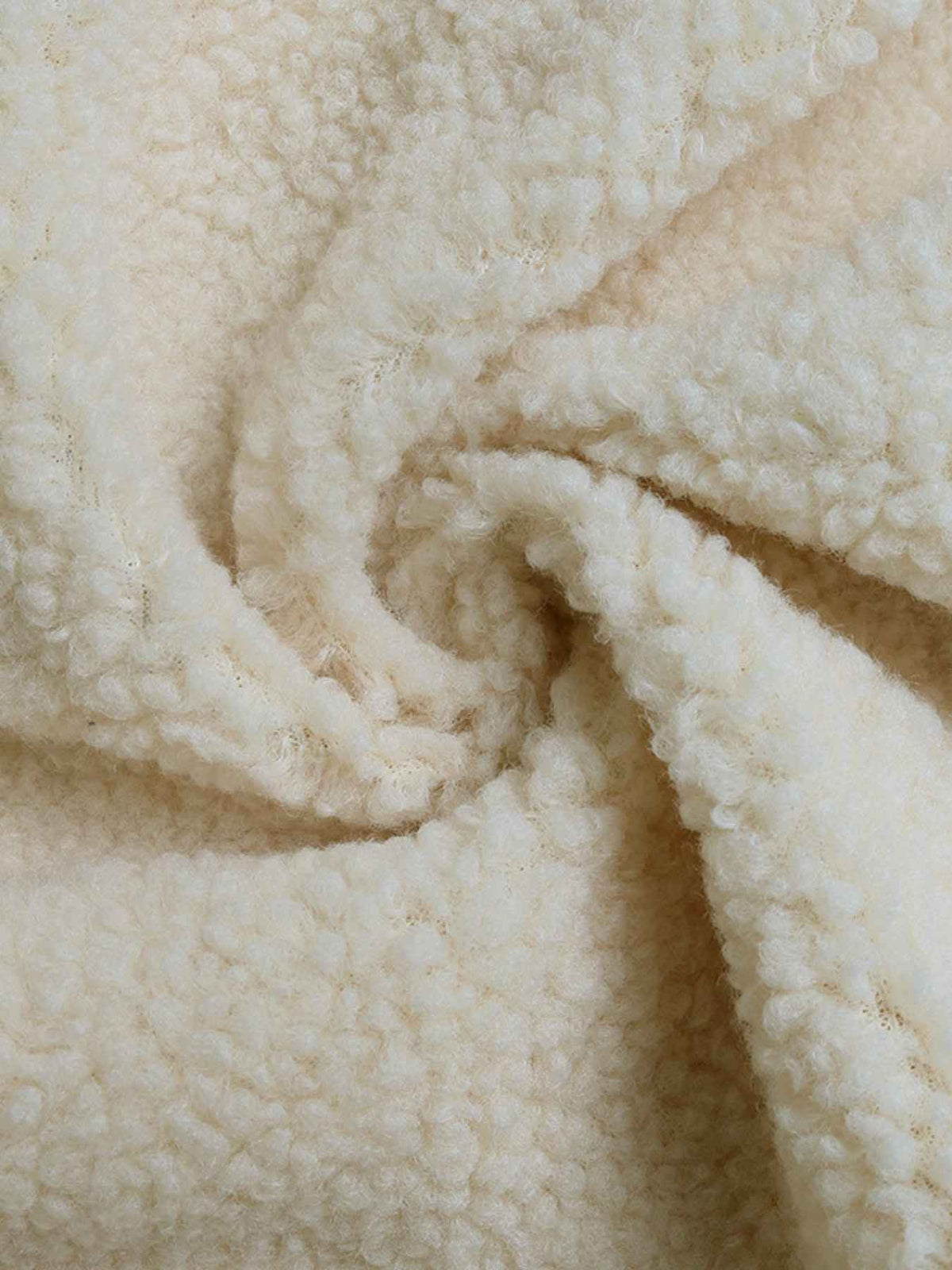 Cream Teddy Fleece Jacket with Leopard Print Trim & Buttons