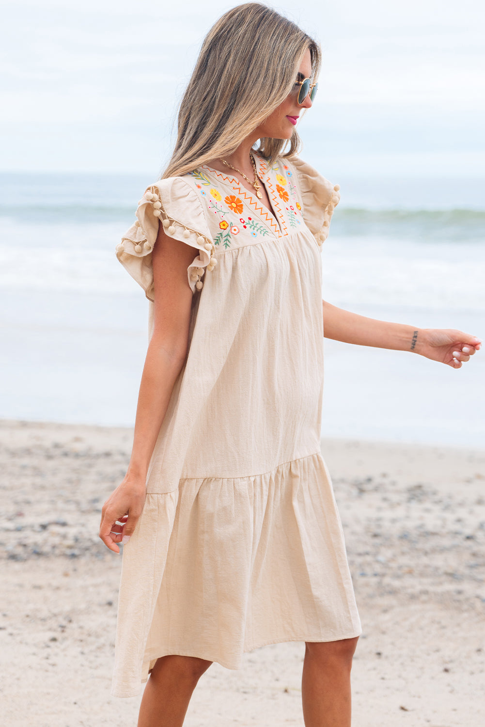 Women's Beige Summer Mini Dress