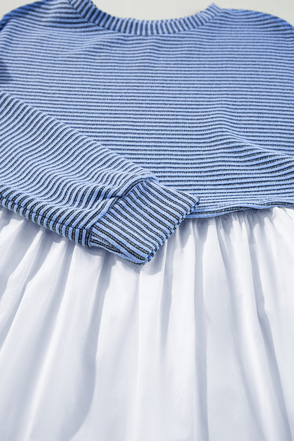 Women's Blue Stripe High Waist Summer Mini Dress