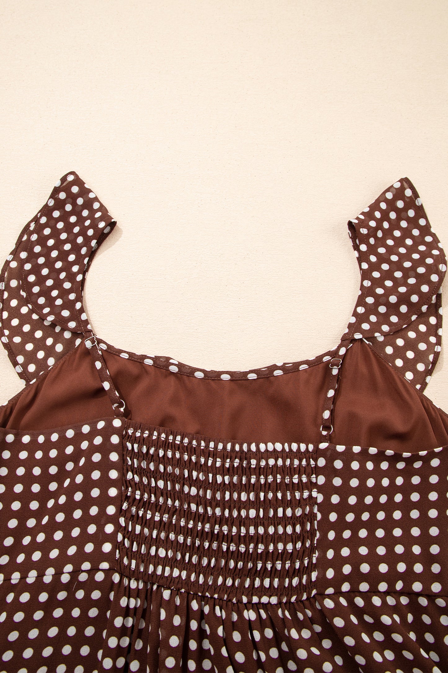 Women's Brown Polka Dot Backless Summer Maxi Dress