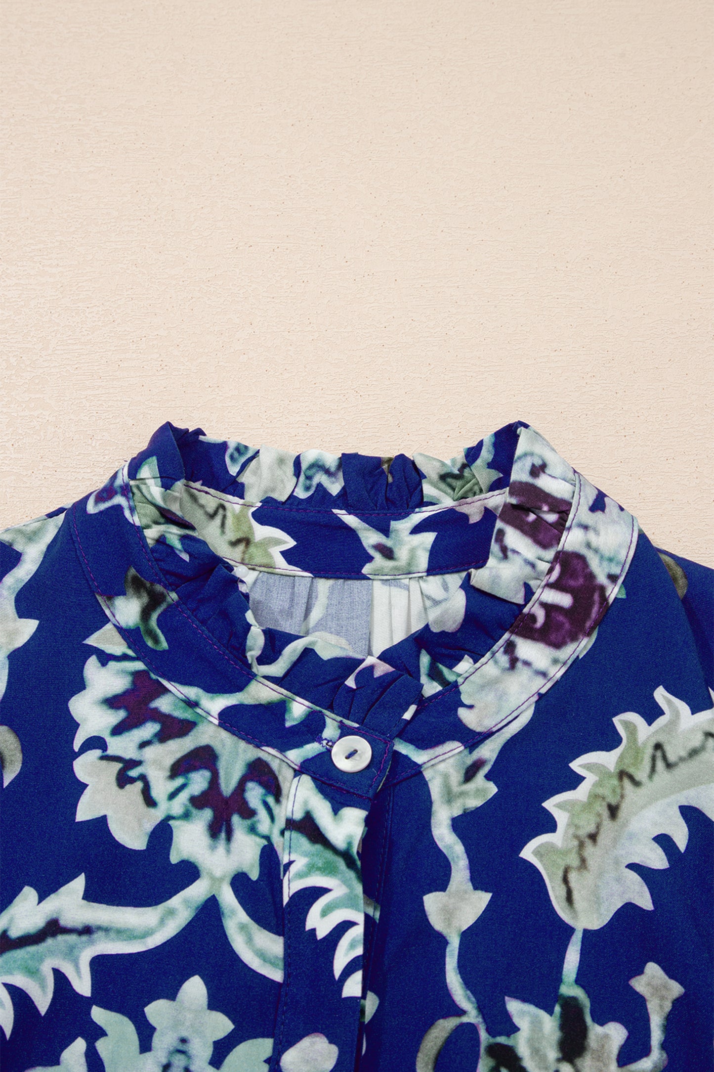 Women's Blue Floral Half Sleeve Summer Maxi Dress