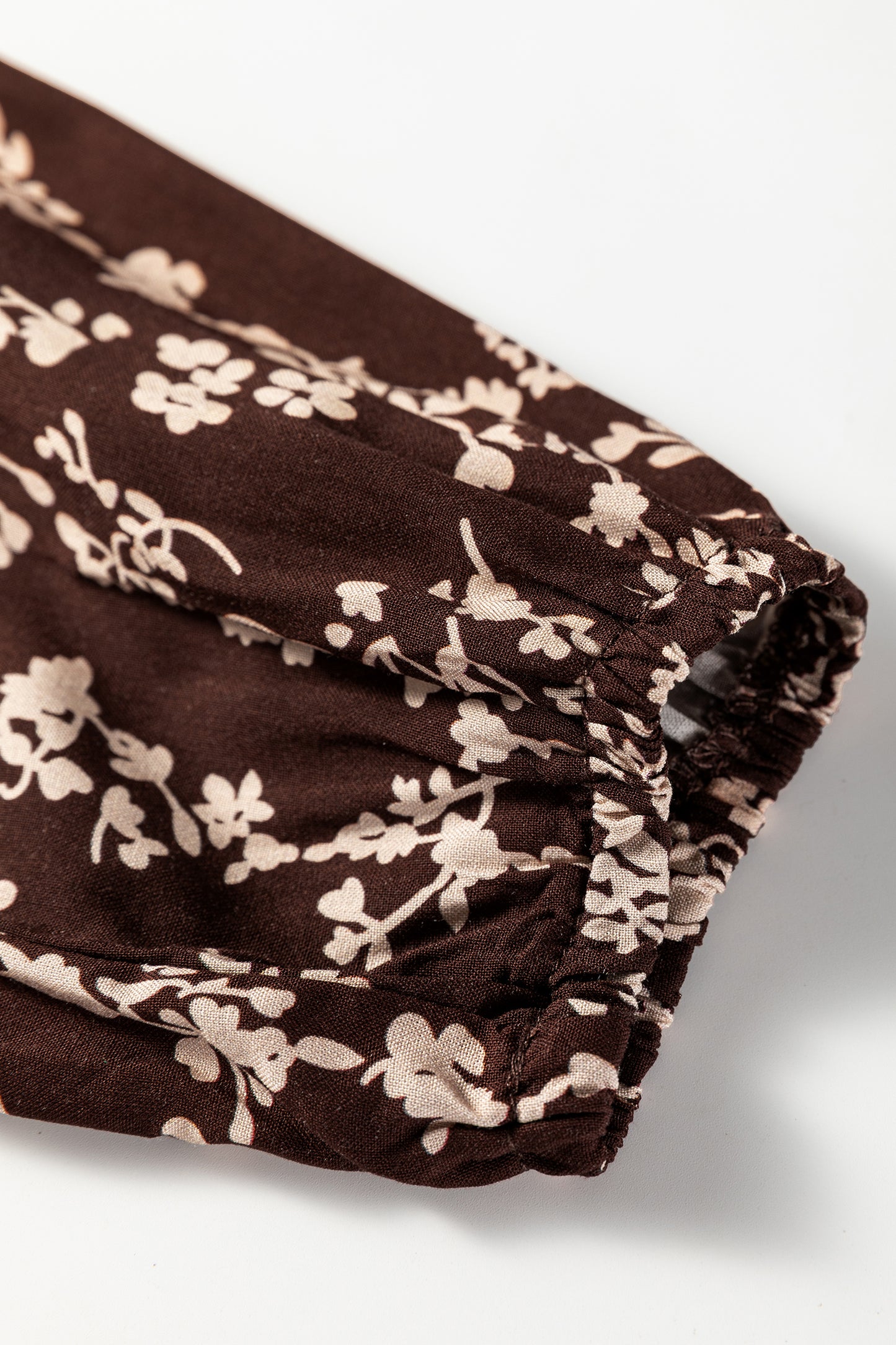 Women's Brown Floral Long Sleeve Summer Mini Dress