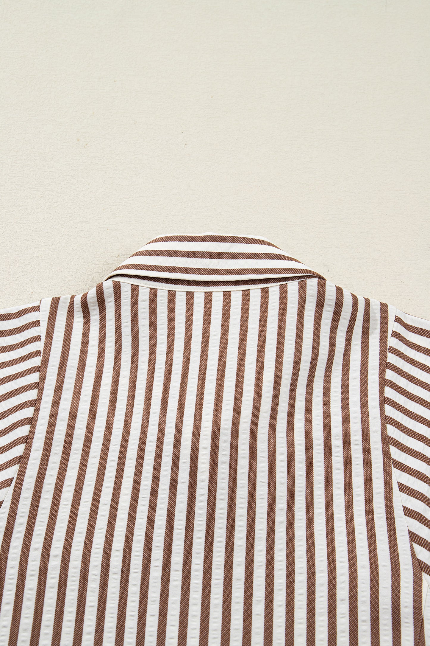 Women's Brown Stripe Puff Sleeve Summer Mini Dress