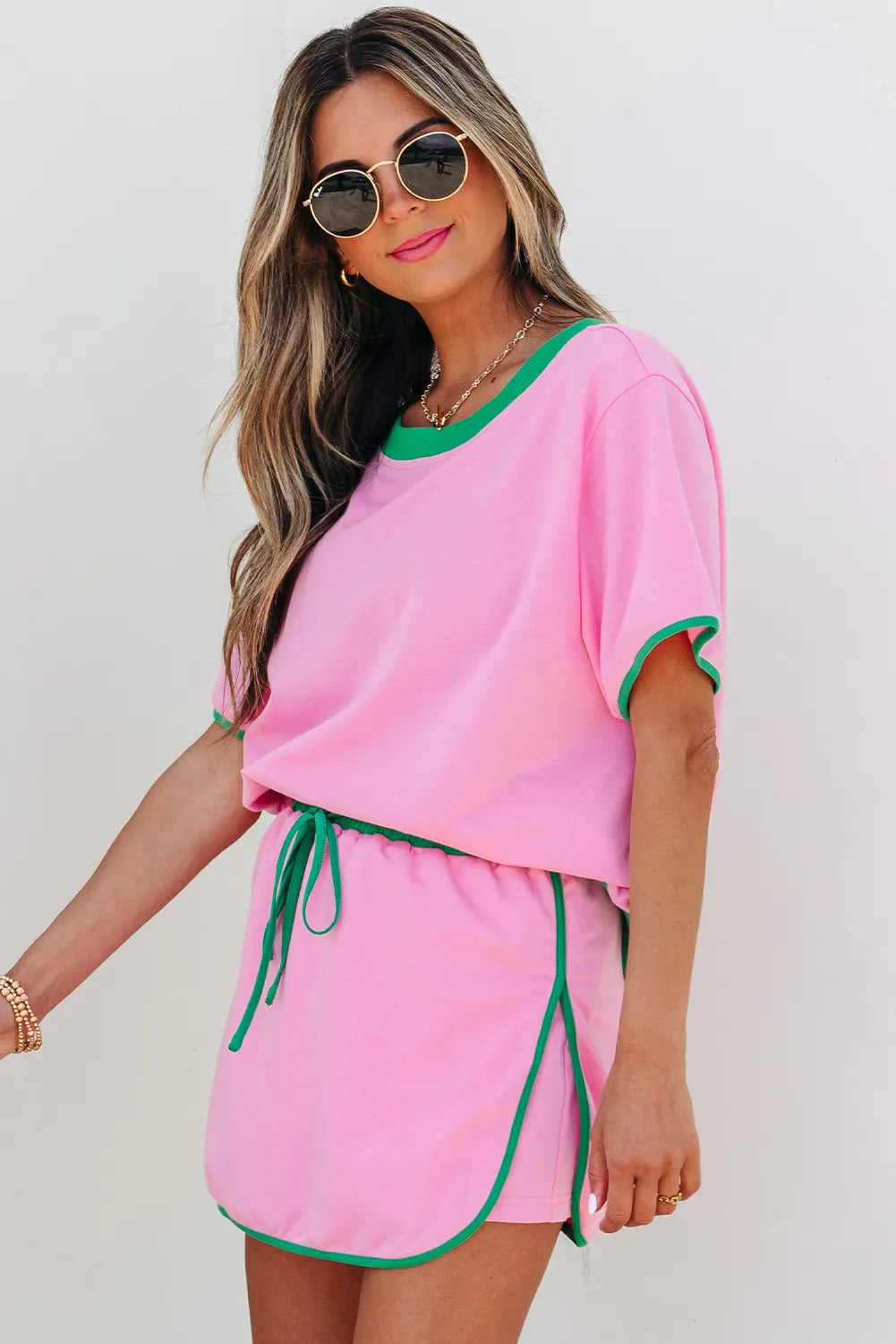 Colourblock Co-ord Set with Drop Shoulder Top and Skort