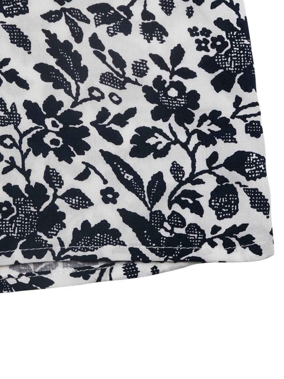 Lace Insert Balloon Sleeve Tie Neck Ditsy Floral Blouse