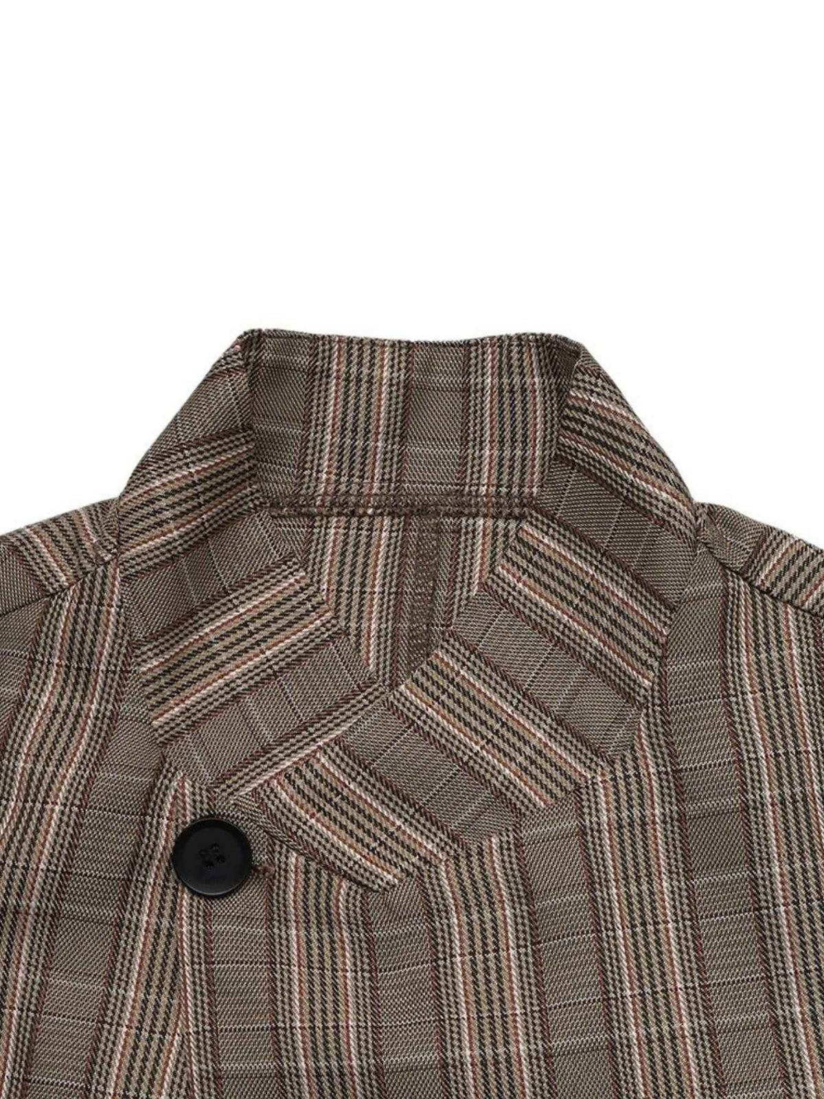 Asymmetric One Button Funnel Neck Check Blazer
