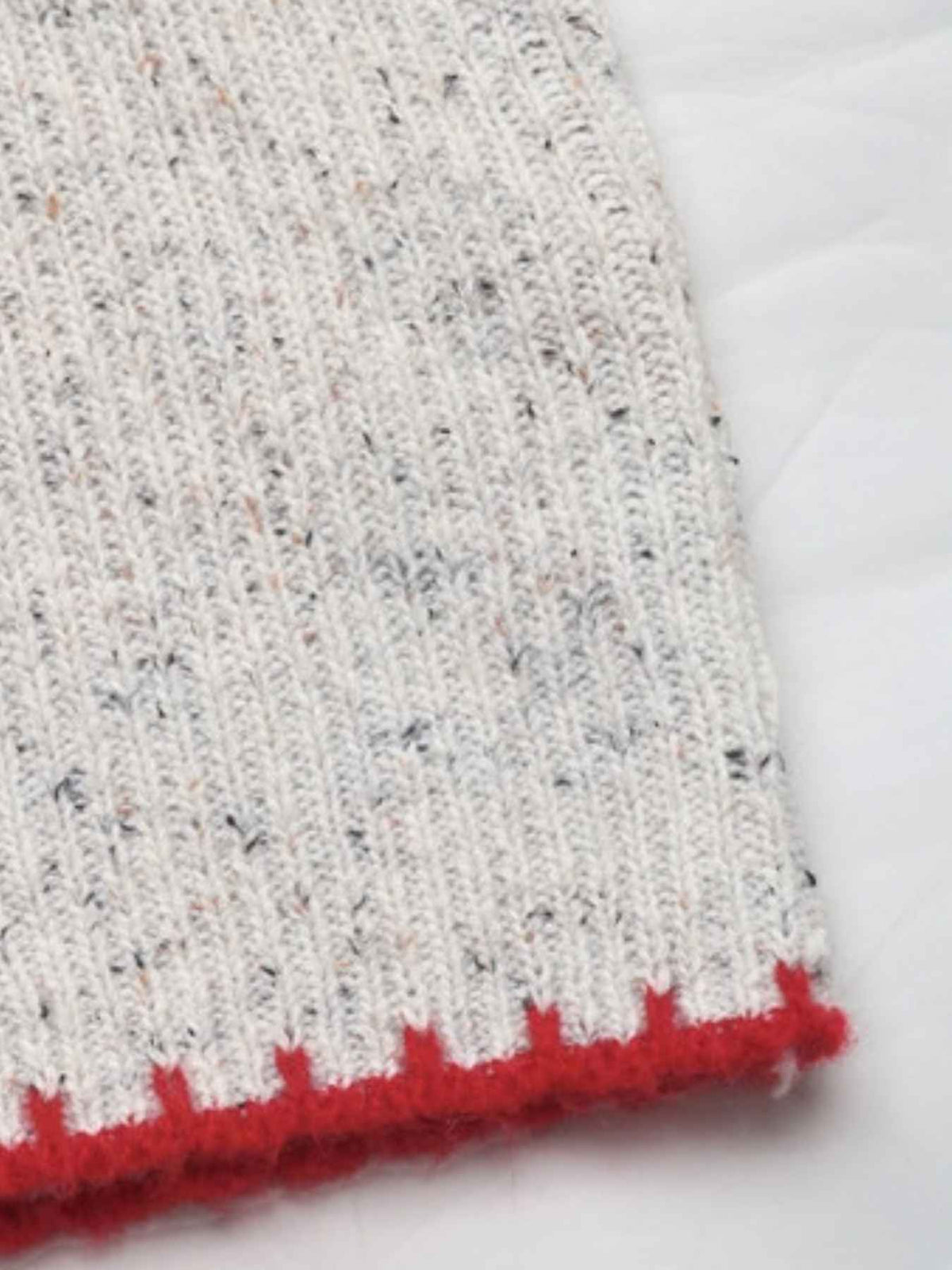 Contrast Stitch Mock Neck Heart Knit Jumper