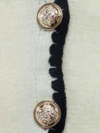Gold Button Blanket Stitch V Neck Cropped Cardigan