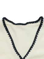 Gold Button Blanket Stitch V Neck Cropped Cardigan